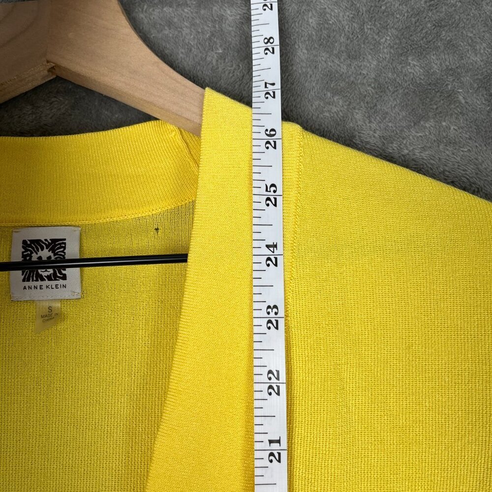 Anne Klein Malibu Open Cardigan Women’s S Yellow Knit Lightweight Preppy Casual - Picture 4 of 9